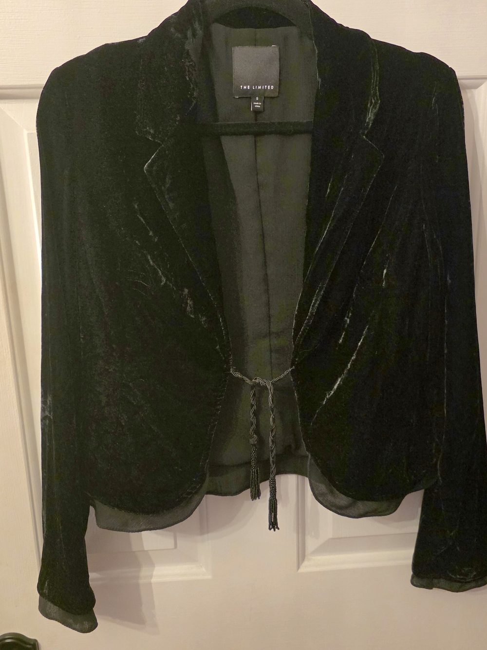 The Limited Black Velvet Tassel Tie Jacket Goth Dark Academia Blazer S